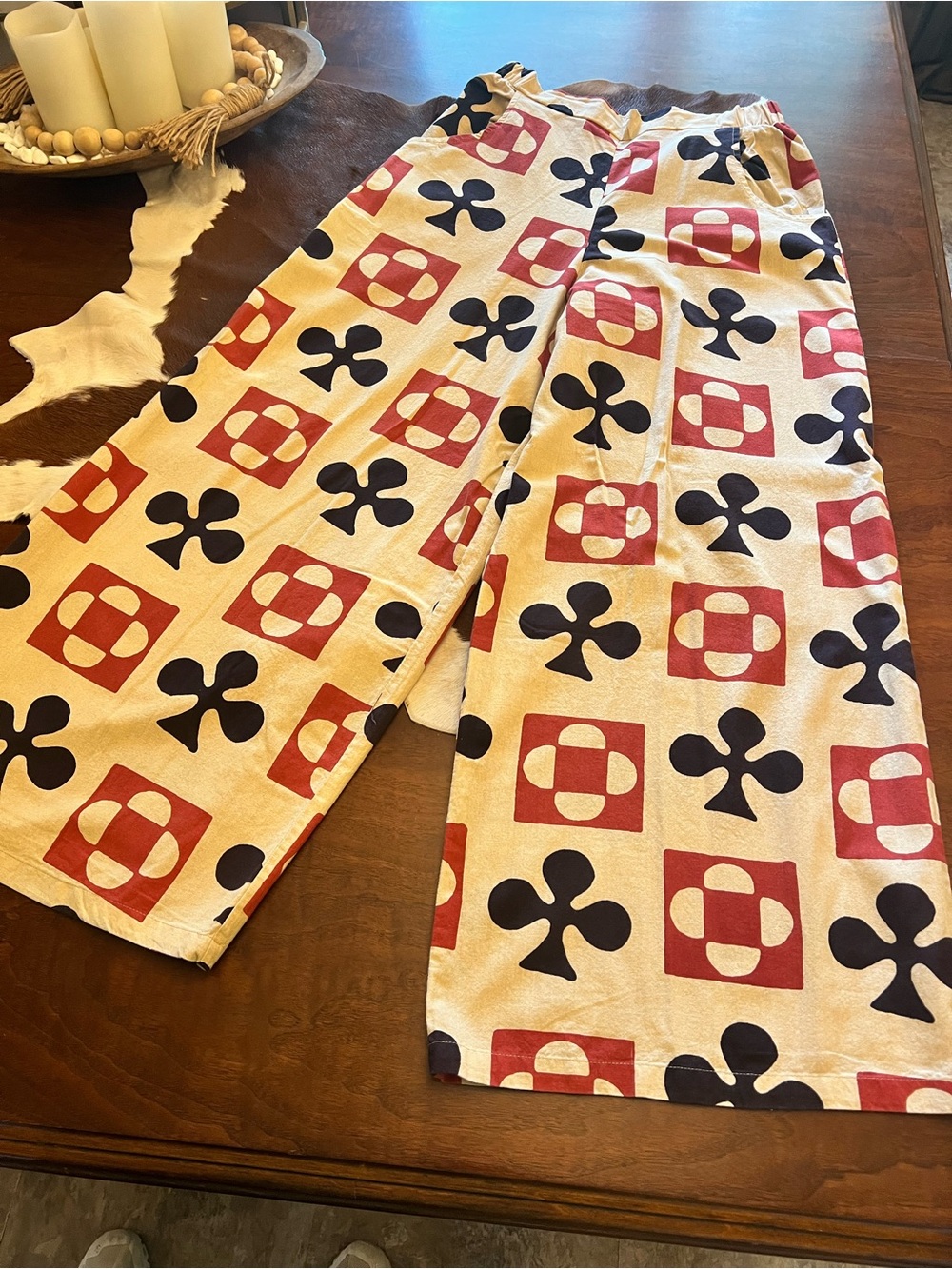Jaded Gypsy Pants with Red and Black Graphic Print